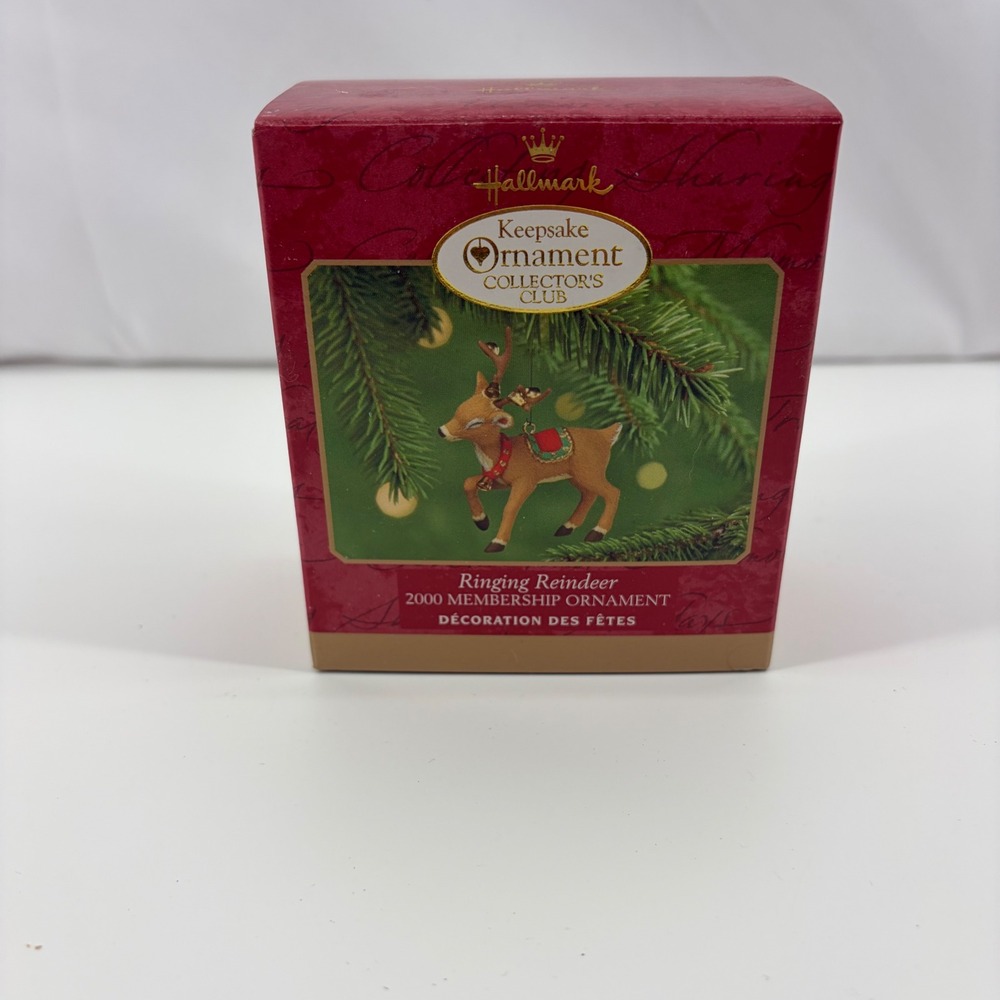 Hallmark Keepsake Ringing Reindeer 2000 Membership Ornament Joanne Eschrich